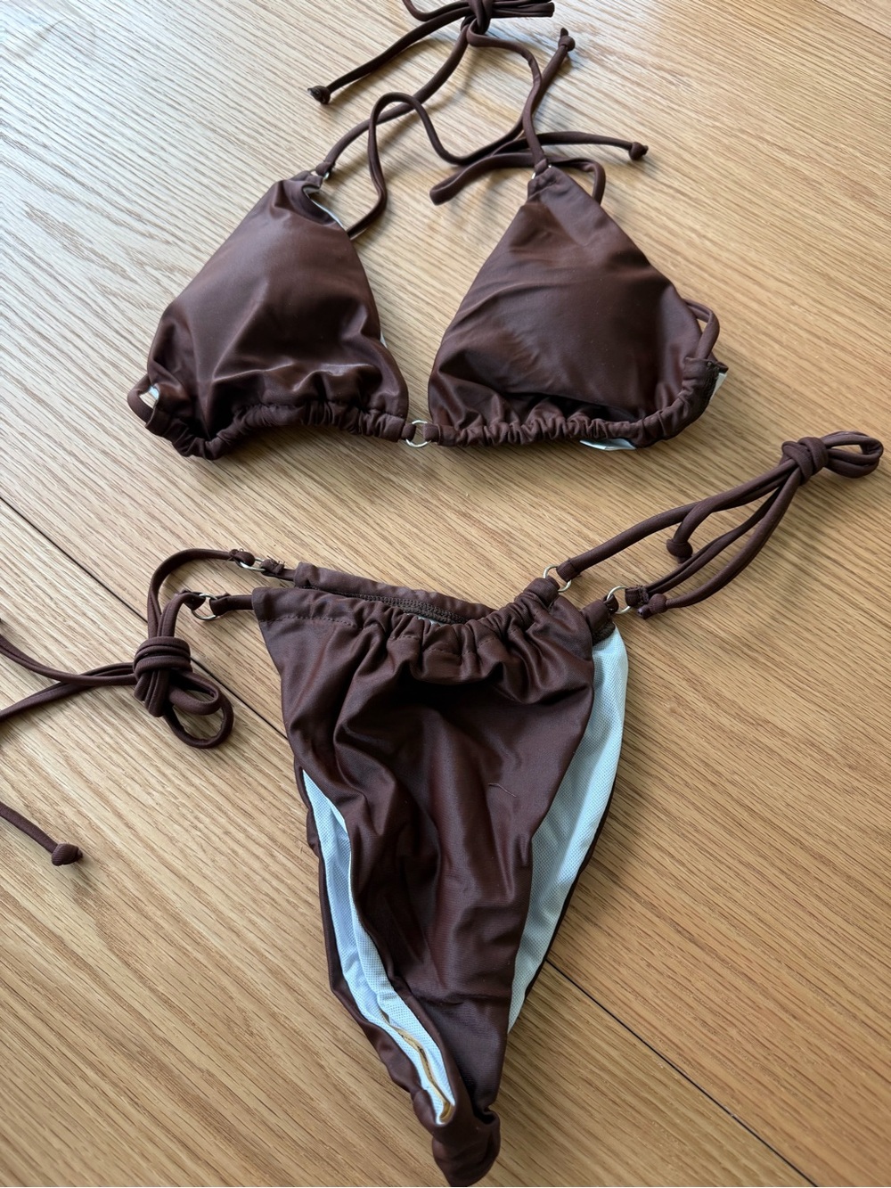 Brown Triangle String Bikini Set